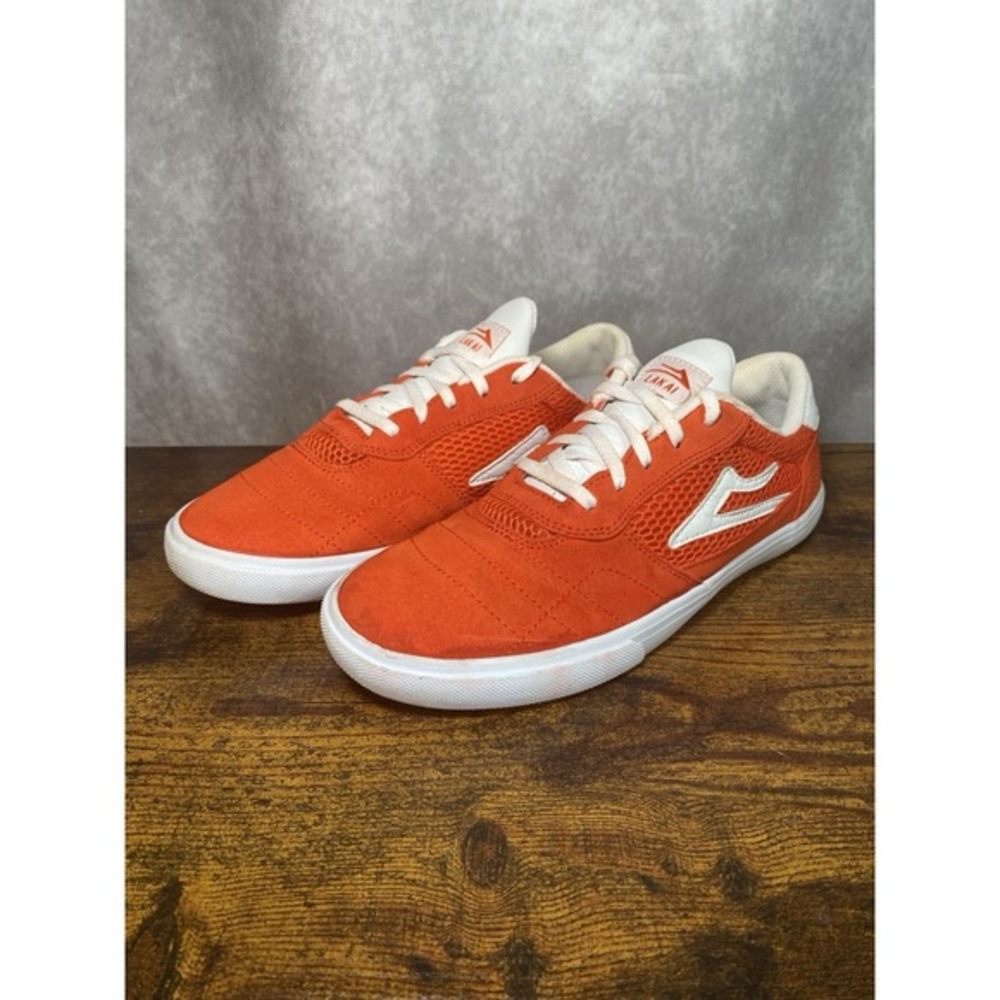 Lakai Cambridge Boys Sz 6 Skate Shoes Sneakers Orange‎ White Suede Skateboard
